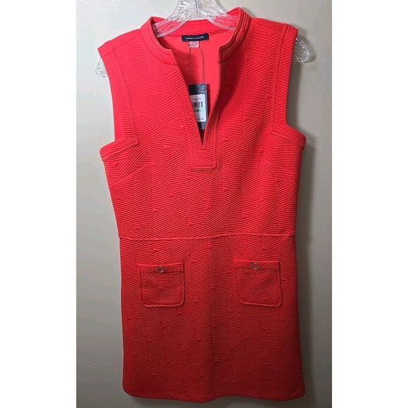 Tommy Hilfiger Red Split Neck NWT Sheath‎ Dress Size 8 Classy Chic Date Night - Picture 1 of 11